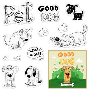 6 Dogs Clear Stamps for Card Making Bichon Husky Poodle Clear Rubber Stamps Puppy Transparent Rubber Seal Stamps for Animal DIY Photo Scrapbooking Paper Card Album Crafting Supplies