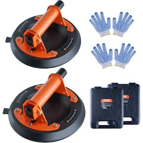 VEVOR 10" Glass Suction Cups, Vacuum Suction Cup with Handle, Suction Cup Lifter Tool for Glass, Granite, Tile, Metal, Wood Panel Lifting, 265lbs Load Capacity W/Free Case