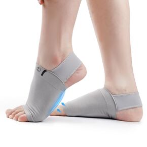 Arch Support Sleeves, Adjustable Plantar Brace Support Band Arch Support Straps Breathable Arch Support Wraps with Gel Pads for Women (Gray)