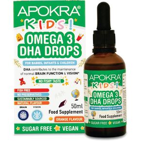 Omega 3 Vegan DHA Drops for Kids - 50mL – Preservative Free and Sugar Free. Sustainable Algal Alternative to Fish Oil | Memoraid Kids