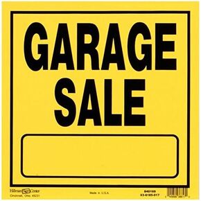 HILLMAN 840169 Garage Sale Sign with Space for Fill in, Yellow and Black Heavy Duty Plastic, 11x11 Inches 1-Sign