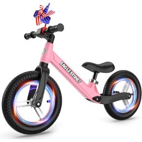EagleStone Balance Bike 2 Year Old,Colorful Lighting Toddler Balance Bike,Lightweight Toddler Bike with Inflatable Tires and Adjustable Seat, 2 3 4 5 Year Old Boys Girls Birthday Gift,Red