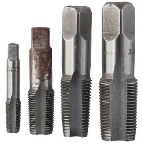4Pcs NPT Pipe Tap Set,1/8" 3/8" 1/2" and 3/4" HSS Taper NPT Pipe Thread Tap BSP HSS Metal Screw Cutting Metric Drill Bit Threading