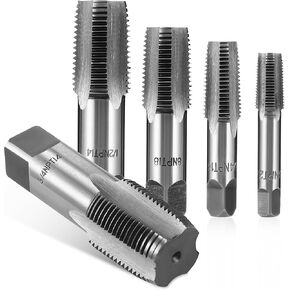 DOITOOL NPT Pipe Tap Set, 5PCS Precision Carbon Steel NPT Tap Set for Clean Accurate Threads, 1, 3/4, 1/2, 3/8, 1/4, 1/8 NPT Tap, for Plumbers Mechanics DIYers, with Case
