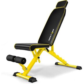 Weight Bench,1000 LB Adjustable Fast Folding Workout Bench for Home Gym Strength Training, Incline Decline Flat Utility Bench Press for Full Body Workout, Upright Storage Yellow Exercise Bench