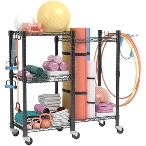 تخزين صالة الألعاب الرياضية المنزلية من Hasipu، حامل أثقال للدمبل وسجادات اليوجا وأجراس الكيتل، منظمة أرفف صالة الألعاب الرياضية، تخزين معدات صالة الألعاب الرياضية، منظم صالة الألعاب الرياضية المنزلية لممارسة التمارين الرياضية، رف تخزين صالة الألعاب الريا in Kuwait