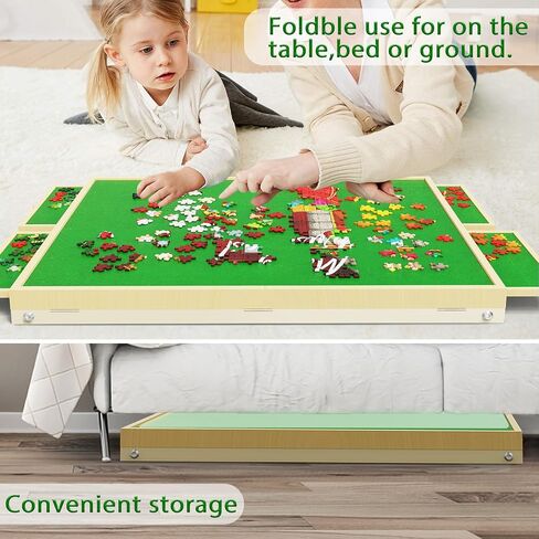 RAGOZONERY Jigsaw Puzzle Table 1500pcs,18-28in Height Adjustable and Five Up Angles Puzzle Tables with Drawers,Jigsaw Puzzle Board with Cover,Puzzle Tables for Adults in Saudi Arabia