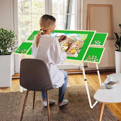 RAGOZONERY Jigsaw Puzzle Table 1500pcs,18-28in Height Adjustable and Five Up Angles Puzzle Tables with Drawers,Jigsaw Puzzle Board with Cover,Puzzle Tables for Adults in Saudi Arabia
