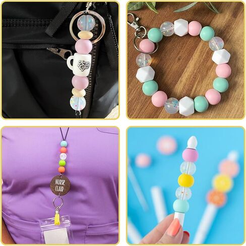 Beadthoven 20 قطعة من خرز السيليكون للتخرج، 15 مم بريق من السيليكون المتنوع لصنع سلسلة المفاتيح لعيد الميلاد بنقاط ملونة وخرز من السيليكون المطاطي لأقلام الحبل DIY وصنع المجوهرات in Saudi Arabia