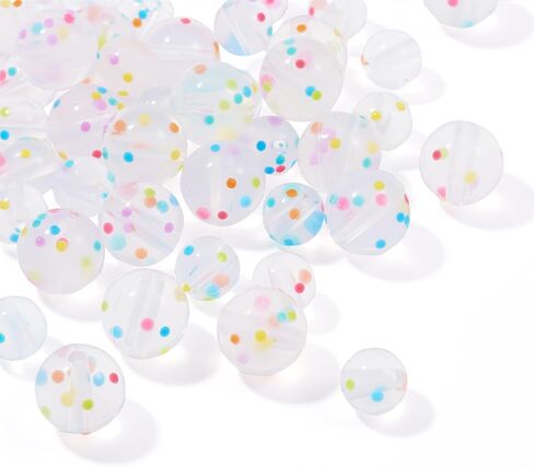 Beadthoven 20 قطعة من خرز السيليكون للتخرج، 15 مم بريق من السيليكون المتنوع لصنع سلسلة المفاتيح لعيد الميلاد بنقاط ملونة وخرز من السيليكون المطاطي لأقلام الحبل DIY وصنع المجوهرات in Saudi Arabia