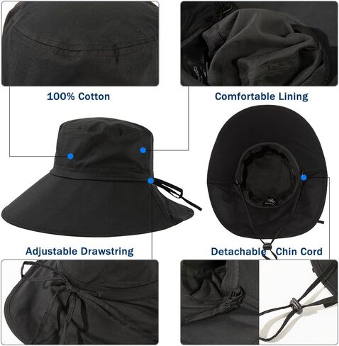 Oversize XL/XXL Women Cotton Sun Hat UPF 50+ Sunhat with Neck Flap Gardening Sun Protection Outdoor Hiking Fishing in Saudi Arabia