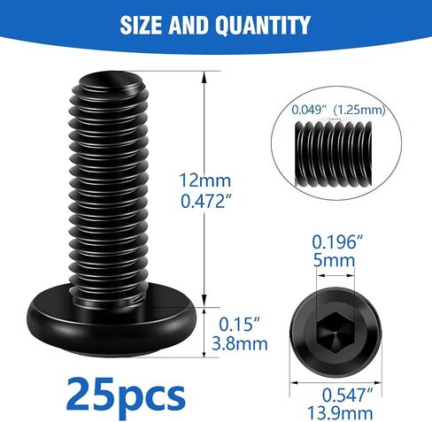 M8x40mm 20Pcs Flat Head Hex Socket Cap Screws Bolts,Furniture Screws,Carbon Steel,Full Thread, Black Oxide by Socell (with Hex Spanner) in Saudi Arabia