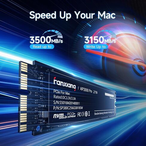 fanxiang 512GB SSD for MAC PCIe Gen3 NVMe Internal Solid State Drive, Up to 3500MB/s Compatible with MacBook Air 2017, MacBook Pro 2015, iMac 2016, Mac Pro 2013, Mac Mini 2014 in Saudi Arabia