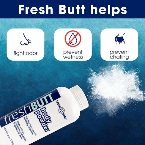 Fresh Butt Body Powder for Women & Men - Anti-Chafing, Anti-Itch, Odor & Sweat Absorbing + Calamine - Friction Fighting, Talc-Free, Unscented, 6oz in Saudi Arabia