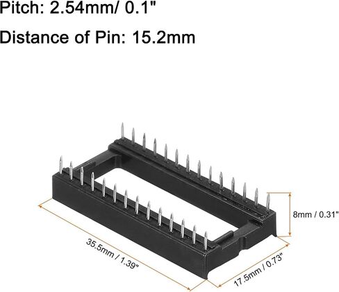 MECCANIXITY 20Pcs DIP IC Chip Socket Adapter, 2.54mm Pitch 28 Pin Gate Soldering Flat Circuit Chip in Saudi Arabia