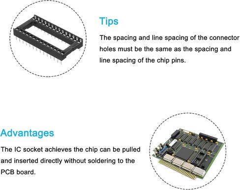 MECCANIXITY 20Pcs DIP IC Chip Socket Adapter, 2.54mm Pitch 28 Pin Gate Soldering Flat Circuit Chip in Saudi Arabia