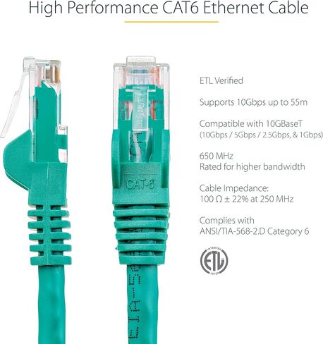 StarTech.com 50ft CAT6 Ethernet Cable - Blue CAT 6 Gigabit Ethernet Wire -650MHz 100W PoE++ RJ45 UTP Category 6 Network/Patch Cord Snagless w/Strain Relief Fluke Tested UL/TIA Certified (N6PATCH50BL) in Saudi Arabia