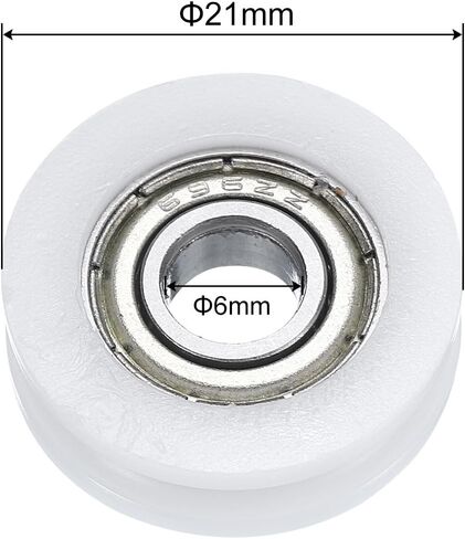 uxcell Nylon Pulley U Groove Ball Bearing Roller Guide Wheel 6x27x9mm Double Metal Shielded (GCr15) Chrome Steel Bearings 2pcs in Saudi Arabia