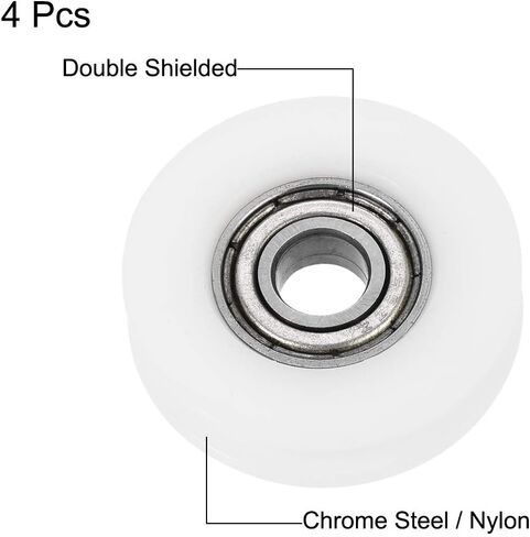 uxcell Nylon Pulley U Groove Ball Bearing Roller Guide Wheel 6x27x9mm Double Metal Shielded (GCr15) Chrome Steel Bearings 2pcs in Saudi Arabia
