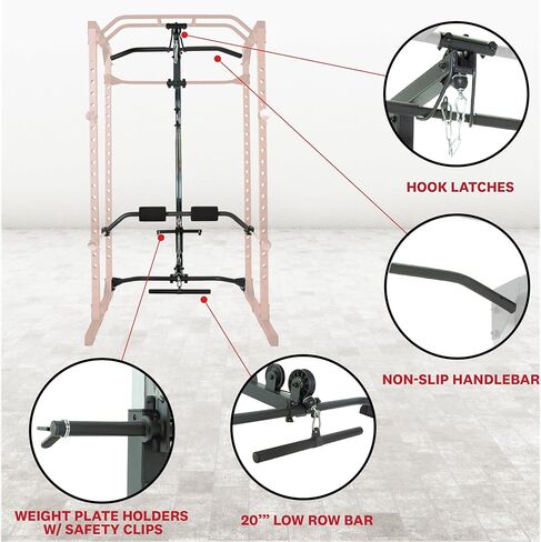 Fitness Reality 810XLT Super Max Power Cage | Optional Lat Pull-down Attachment and Adjustable Leg Hold-down | Lat Pull-down Attachment Only in Kuwait