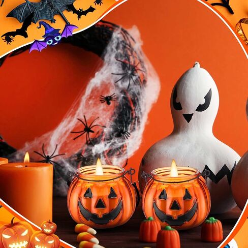 2 Pcs Soy Wax Candles Pumpkin Spice Candle 9oz Pumpkin Shaped Candles Halloween Candles Fall Farmhouse Candle Scented Candles for Home Decoration Halloween Party in Saudi Arabia