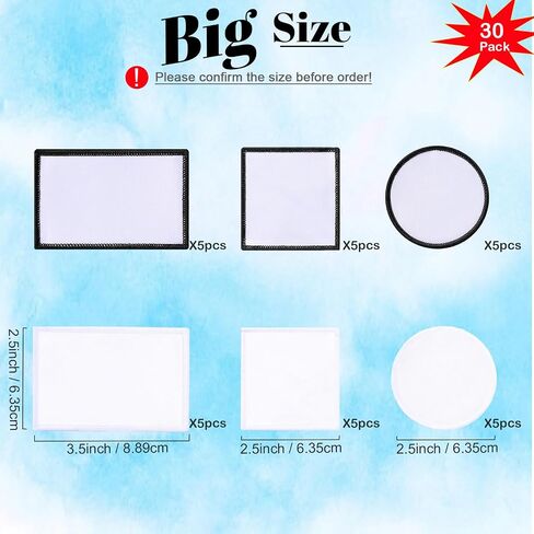 30 PCs Self Adhesive Sublimation Patches - Blank Patches to Custom Heat-transferable Tags for Moiblephone Cosmetic Bags Backpacks (Black Border / 30PCs) in Kuwait