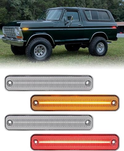 مصابيح LED للعلامات الجانبية لسيارة Ford F100 F150 F250 F350 1973-1979، لسيارة Bronco 1978-1979، Econoline E100 E150 E250 E350 1975-1991، مصباح وامض لمؤشر المصد الأمامي الخلفي الأحمر، عبوة من 4 قطع in Saudi Arabia