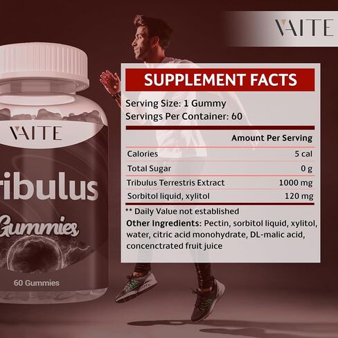 تريبولوس تيريستريس للرجال والنساء علكات 1000 ملغ - مكمل لدعم نمط الحياة النشط، ودعم الطاقة، وتعزيز الذكور والقدرة على التحمل، ويساعد على الحفاظ على الحيوية، ويدعم اللياقة البدنية in Kuwait