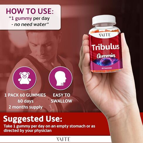 تريبولوس تيريستريس للرجال والنساء علكات 1000 ملغ - مكمل لدعم نمط الحياة النشط، ودعم الطاقة، وتعزيز الذكور والقدرة على التحمل، ويساعد على الحفاظ على الحيوية، ويدعم اللياقة البدنية in Kuwait