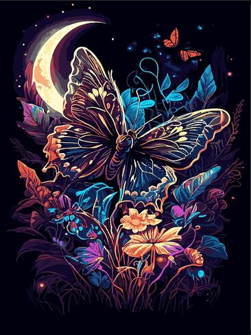 ijbnhd Paint by Numbers Kit for Adults Beginner with Framed Canvas - with Wooden Easel, Cute Butterfly DIY Oil Painting, with Acrylic Paints Brushes Nice Gift Box 8x12in in Saudi Arabia