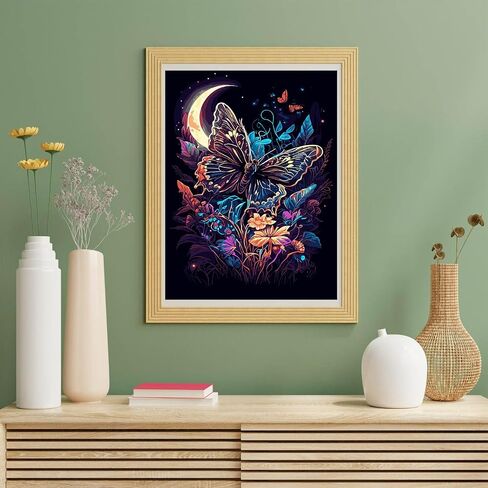 ijbnhd Paint by Numbers Kit for Adults Beginner with Framed Canvas - with Wooden Easel, Cute Butterfly DIY Oil Painting, with Acrylic Paints Brushes Nice Gift Box 8x12in in Saudi Arabia