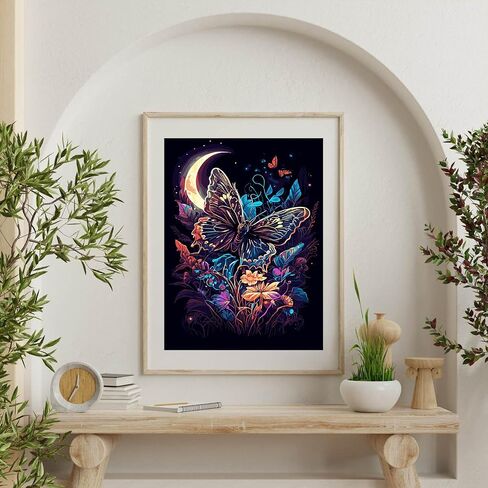 ijbnhd Paint by Numbers Kit for Adults Beginner with Framed Canvas - with Wooden Easel, Cute Butterfly DIY Oil Painting, with Acrylic Paints Brushes Nice Gift Box 8x12in in Saudi Arabia