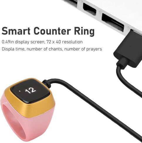 Finger Tally Counter, 20mm Rechargeable Tally Counter Ring BT5.1 Handheld Number Click Counter CNC Button Digital Finger Counter Support APP with 0.49in Screen (Pink) in Saudi Arabia