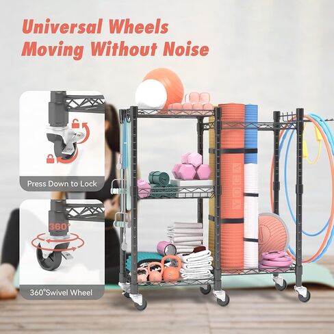 تخزين صالة الألعاب الرياضية المنزلية من Hasipu، حامل أثقال للدمبل وسجادات اليوجا وأجراس الكيتل، منظمة أرفف صالة الألعاب الرياضية، تخزين معدات صالة الألعاب الرياضية، منظم صالة الألعاب الرياضية المنزلية لممارسة التمارين الرياضية، رف تخزين صالة الألعاب الريا in Kuwait