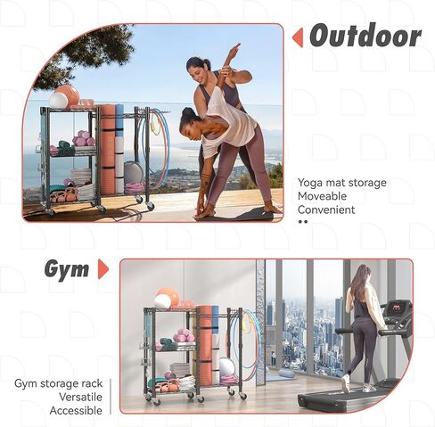 تخزين صالة الألعاب الرياضية المنزلية من Hasipu، حامل أثقال للدمبل وسجادات اليوجا وأجراس الكيتل، منظمة أرفف صالة الألعاب الرياضية، تخزين معدات صالة الألعاب الرياضية، منظم صالة الألعاب الرياضية المنزلية لممارسة التمارين الرياضية، رف تخزين صالة الألعاب الريا in Kuwait