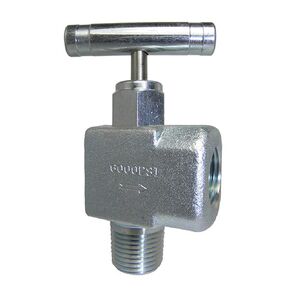 PIC Gauge NV-SS-1/4-GS-90-MXF 316 Stainless Steel 90° Angle Needle Valve with Gas Service Seat, 1/4" Male NPT x 1/4" Female NPT Connection Size, 6000 psi Pressure