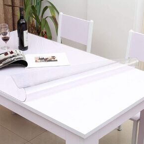 Custom 1.5mm Thick Crystal Clear Table Cover Protector 22 x 48 Inch Waterproof PVC Protective Table Pad Transparent Mat for Coffee Table, Dining Room Table, Office Desk, End Table/Night Stand