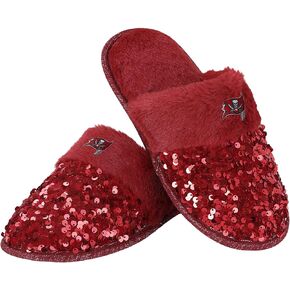 FOCO Women's NFL Logo Ladies Sequin Fashion Slippers, Team Color, 9-1841, Large (9-10)