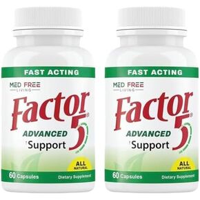 Factor 5 Med Free Living Advanced Pain Support Supplement. with Turmeric, Stinging Nettle, Horsetail, Garlic and Celery Seed, Supports Joint Comfort 60 Count (Pack of 2)