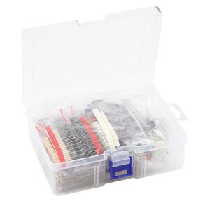 1400Pcs 6 Values Electronics Component Assortment Kit，Electrolytic Capacitor, LED Diode, Common Diode, Resistor, Ceramic Capacitor, Transistor Component for Arduino, Electronic DIY Project