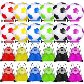 12 Set Christian Charity Donation Supplies Soccer Balls Size 5/4/3 with Pumps and Drawstring Bags Soccer Training Ball Outdoor Practice for Kids Youth Adults Operation Christmas