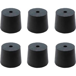 6pcs 26mm to 32mm Rubber Stopper with Hole, Tapered Plug, Black Test Tubes Bungs Stoppers for Flask, Plug Holes, Lab Home Use