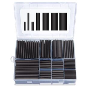 172pcs 3:1 Dual Wall Adhesive Heat Shrink Tubing Kit, 7 Large Sizes (Diameter): 1, 3/4, 1/2, 3/8, 1/4, 3/16, 1/8-inch, Marine Wire Sleeve Tube Assortment with Storage Case for DIY by MILAPEAK (Black)