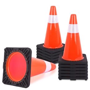 2 Pack Traffic Cones 18inch,Traffic Safety Cones with Weighted Base and Reflective Collar, PVC Traffic Cones for Parking Lot, Traffic Safety,Sport and Driving Training,Construction Events