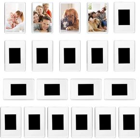 QWORK 20Pcs Small Magnetic Photo Frame for 7 x 4,5 cm Photos, Blank Acrylic Photo Frame for Refrigerator and Family Gifts