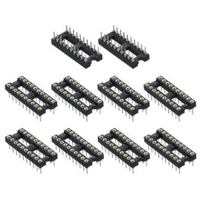 MECCANIXITY 2.54mm Pitch 20 Pins DIP IC Socket Connector Dual Row 7.6 Row Pitch Round Pins Soldering for Electronics Experiment DIY 20 Pcs