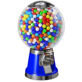 Big Classic Gumball Machine with 50 Cent Coin Mech & Ball Globe 12" - Commercial Gumball Machine for Business with 12-inch Globe, More Capacity for Candy, Bubble Gum, Capsule, Bouncy Ball - Color BLUE