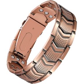 Jecanori Copper Bracelet for Men, 3X Strength Magnetic Bracelets for Men - Premium Fold-Over Clasp