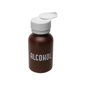 MENDA 35601 HDPE 8oz Alcohol Dispensing Bottle, with Lasting-Touch Pump, Brown