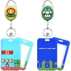 Soot Sprite Retractable Badge Reels (2 Pack) with Cute Name Tag Badge Holder (2 Pack) Cartoon ID Badge Holders Nursing Badge Reel Badge Clip for Teens Kids